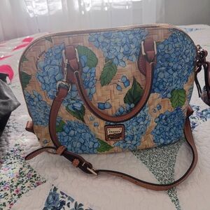 Dooney & Bourke Blue and Tan Floral Satchel